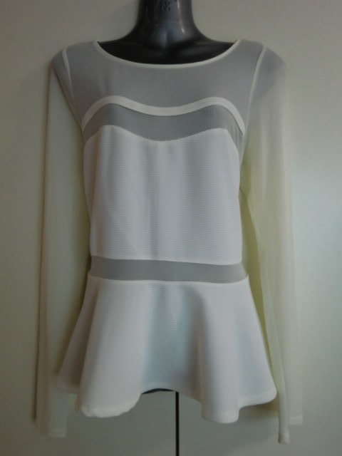 ★最終値下げ★新品★ハワイ購入セミフォーマルパーティーシースルメッシュ袖おしゃれデザインセシクーブラウスL~LL★切手★拍卖