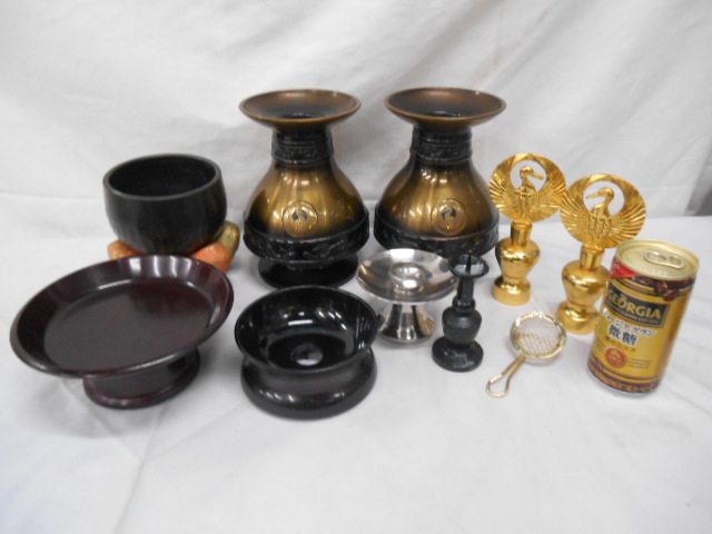 仏壇、仏具 装飾用品(灯立・花立・飯器・りん・茶器)他 検 住まい、インテリア 仏壇、仏具拍卖