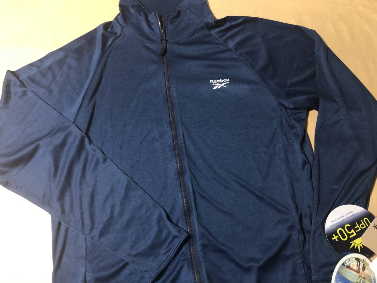【同梱不可!】Reebok /リーボック 長袖 フルジップ 水陸両用 ウェア LL ネイビー★海・プール ・街中 ・スポーツ ・UFP50+ ・日焼け対策 拍卖