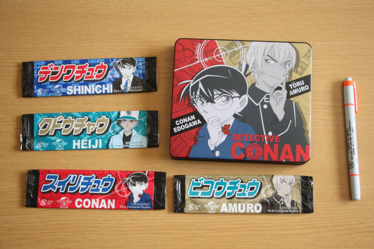 32-36▲名探偵コナン▲ハイチュウが入っていた「リバーシブルの缶」【江戸川コナン&安室透】《ユニバーサル・スタジオ・ジャパン USJ》拍卖