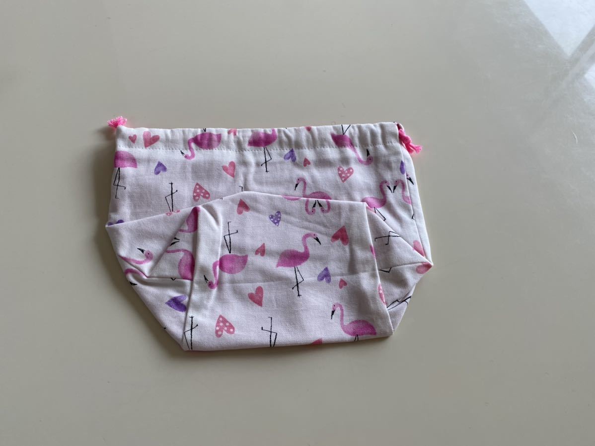 ハンドメイド★弁当袋 フラミンゴ 白(011)値下げ拍卖