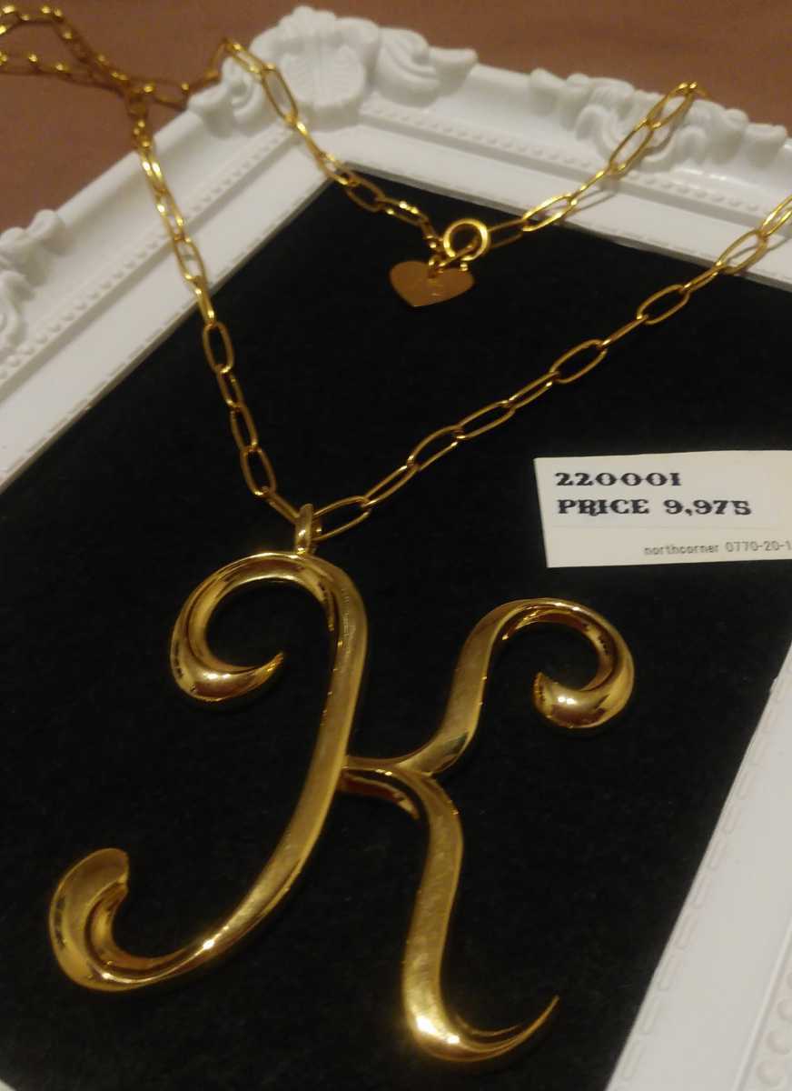 即決☆大きめ豪華☆定価9975円☆ノースコーナーゴールドカラーイニシャルネックレス K拍卖