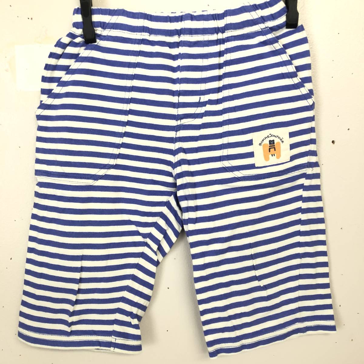 【子供服】 HusHush ハーフパンツ マリンブルー ボーダー柄 130サイズ ハッシュアッシュ キッズ ファッション 中古拍卖