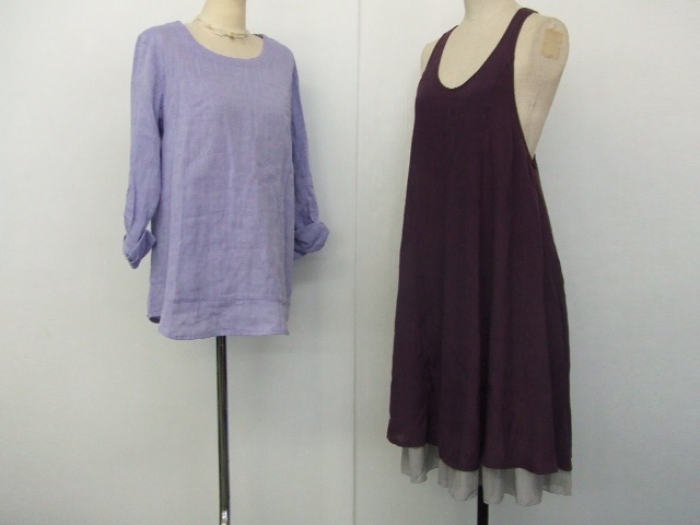 【お買得!】★紫系レディース2点セット★①BELLE JEANNE/長袖ブラウス/薄紫/Mサイズ ②as know as/ノースリーブワンピース/濃い紫拍卖