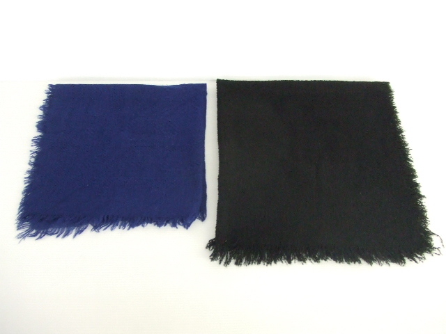 【お買得!】★ショール2点セット★①青/75×73cm ②黒/87×83cm フリンジ付き拍卖