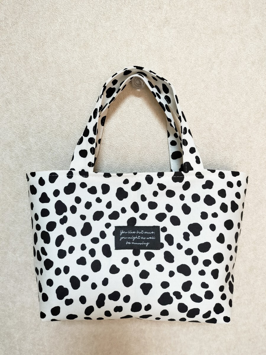 トートバッグ ハンドメイド ランチバッグ ミニトートバック handmade 手作りトートバッグ お散歩バッグ ダルメシアン柄拍卖