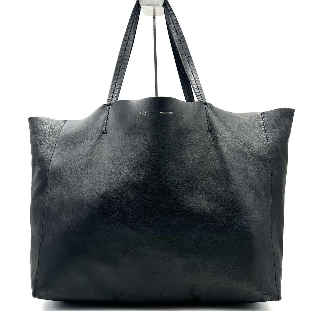 《美品》CELINE セリーヌ ホリゾンタルカバ カーフレザー トートバッグ A4 ブラック 肩掛け拍卖