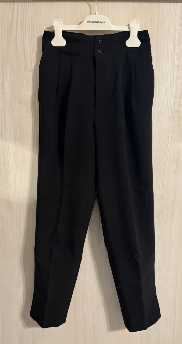 美品 AMERICAN HOLIC 秋 冬 厚手 ウエスト 60 XS S ポケット 裾スリット パンツ スラックス 会社 仕事 黒 ブラック 接客 職場 SS拍卖