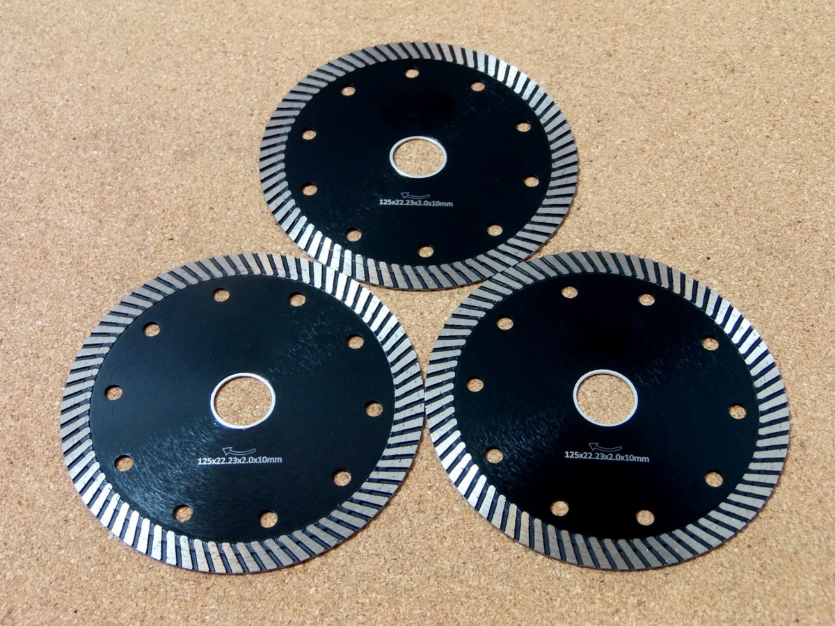 ゆうパケット発送★ダイヤモンドカッター 125mm 3枚セット コンクリートカッター 切断砥石 乾式湿式 ブレード グラインダー Be2拍卖