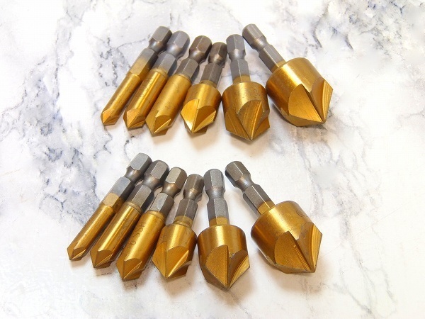 ゆうパケット発送★バリ取り 面取りカッター 6~19mm 12本セット 六角軸 ドリルビット 電気ドリルキリ 鉄工用ドリル刃 ホールソー Bf20xx2拍卖