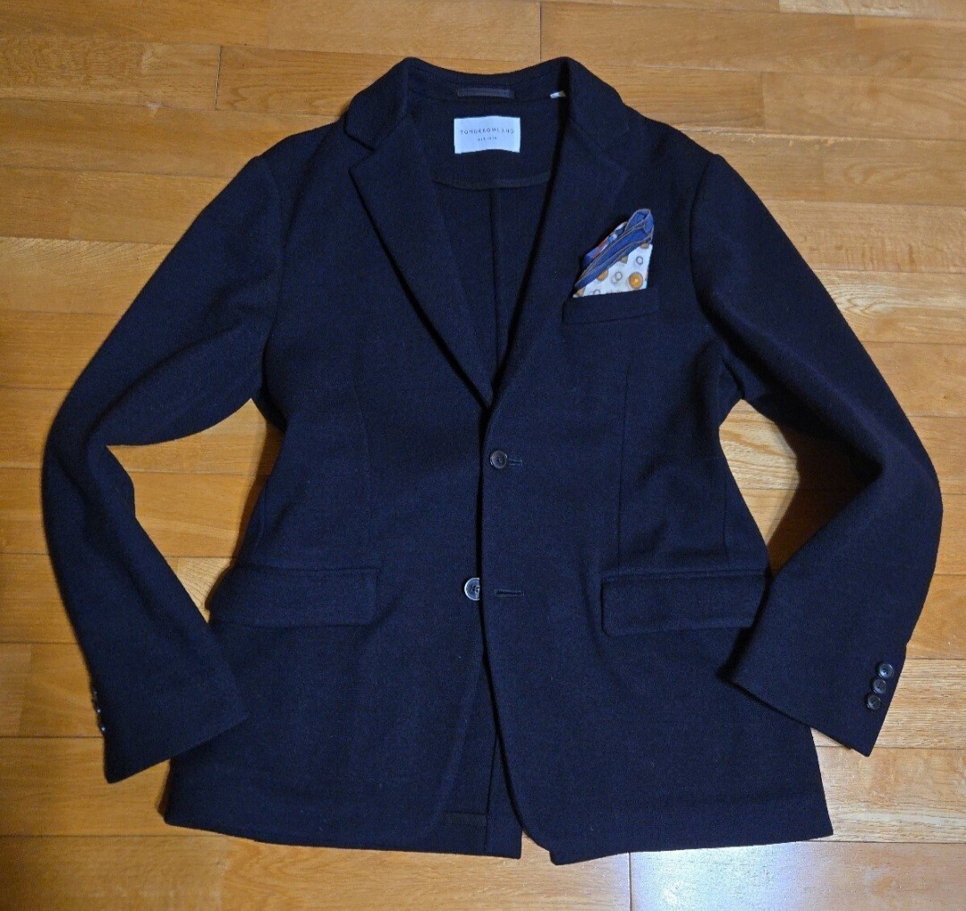 格別な質感★トゥモローランド 秋冬高級『起毛織りサキソニーウールニット』◎ネイビー ジャケット48(M-L位)拍卖