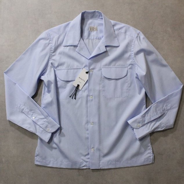 BAGUTTA★新品3.7万円 バグッタ コットン長袖オープンカラーシャツ「HOW」ライトブルー S拍卖