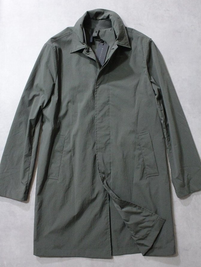 MONTEDORO★新品7.7万円 モンテドーロ 超軽量パッカブル仕様のステンカラーコート 46 オリーブ無地 スローウェア拍卖