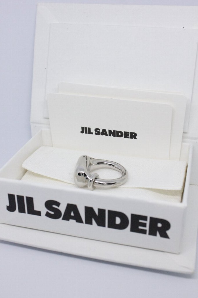 JIL SANDER★新品7.8万円程度 ジルサンダー 曲線デザインのリング サイズM シルバー色 拍卖