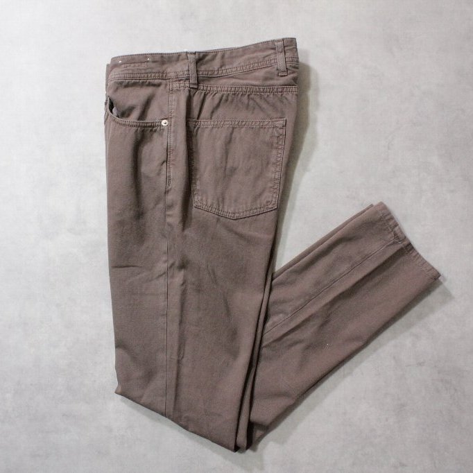BRIGLIA 1949★新品3万円程度 ブリリア 後染めトープブラウンの5ポケットパンツ 46拍卖