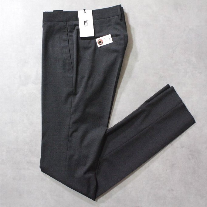 PT TORINO★新品4.5万円 ピーティートリノ 不動の定番「TRAVEL」 ダークグレーウールパンツ「SUPERSLIMFIT」52 春夏 トラベラー拍卖
