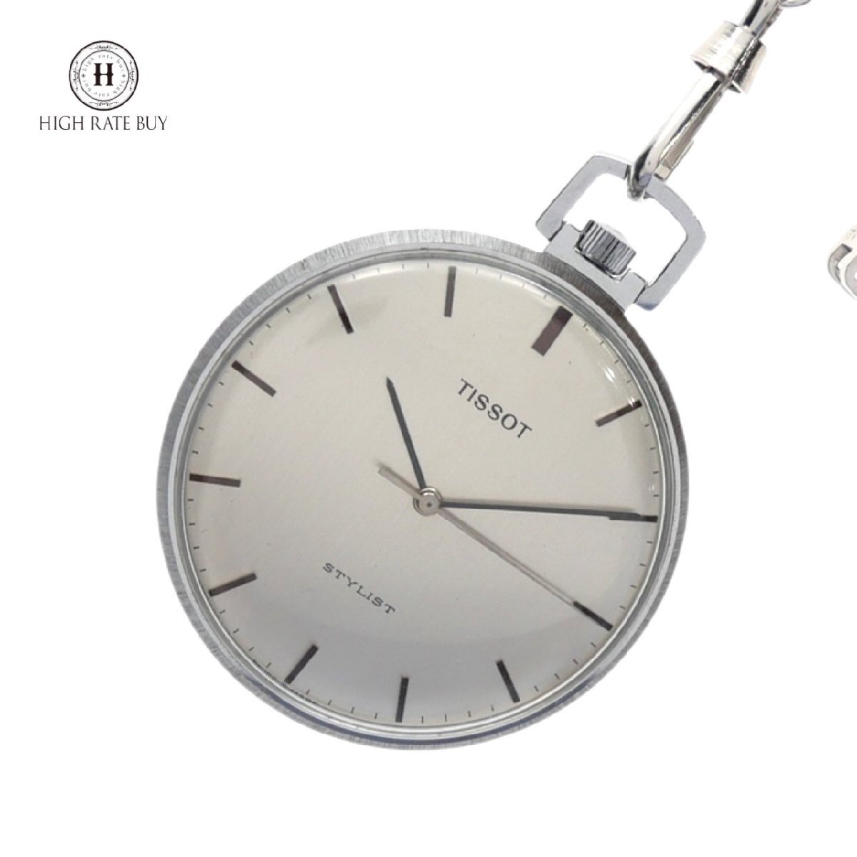 1円スタート 稼働品 TISSOT ティソ STYLIST スタイリスト 懐中時計 ポケットウォッチ 手巻き 機械式 ヴィンテージ ラウンド シルバー文字盤拍卖