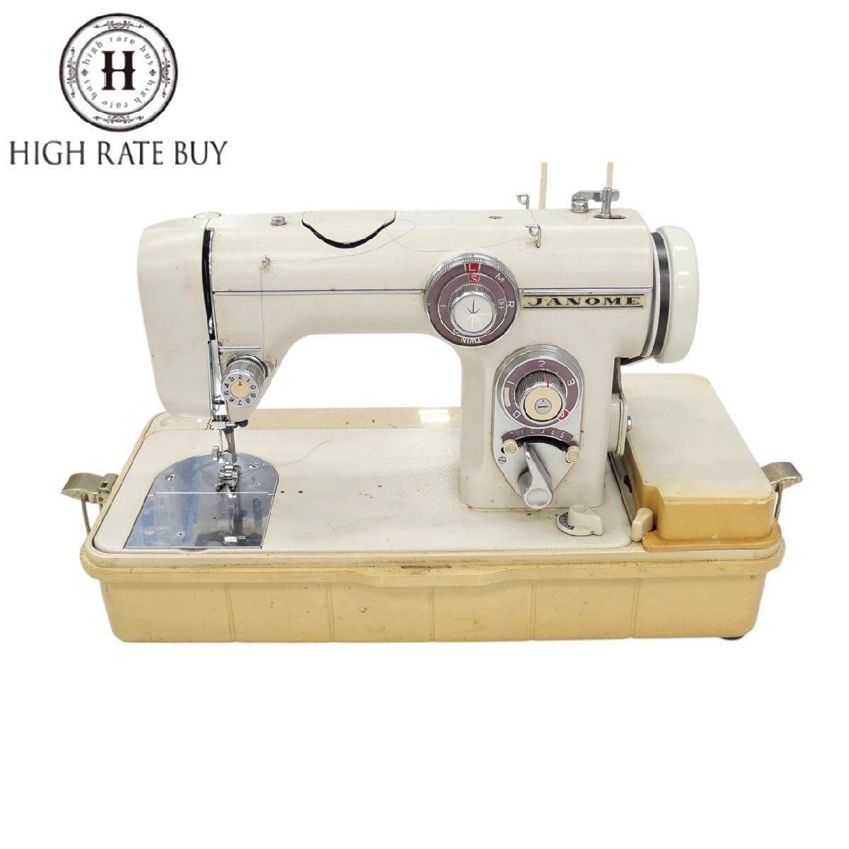 1円スタート JANOME ジャノメ ミシン M-105 MODEL 672 フットペダル付き 手芸 手工芸 ハンドクラフト 裁縫 レトロ アンティーク 動作未確認拍卖