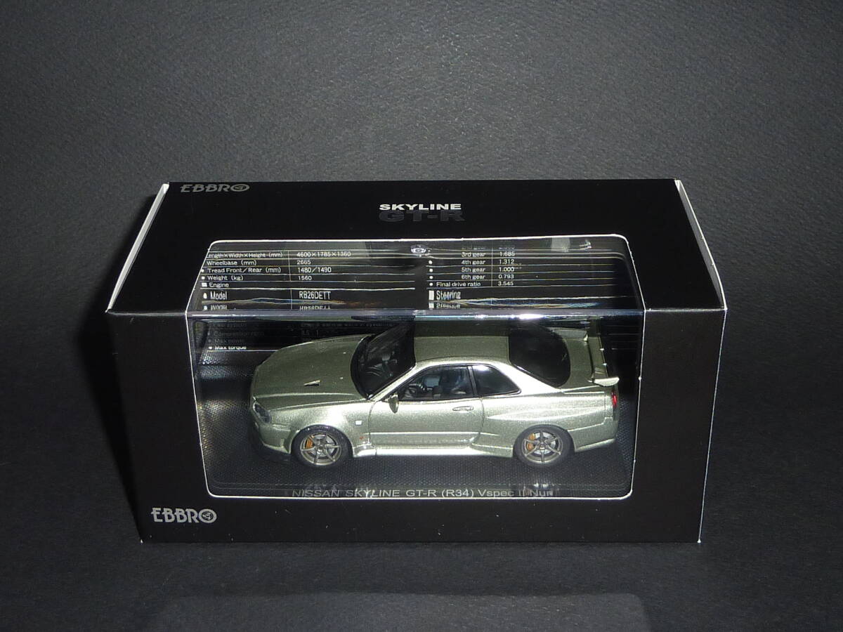 絶版 エブロ R34 スカイライン GT-R V-SpecⅡ Nur BNR34 Skyline nissan EBBRO シリカブレス EY0 1/43拍卖