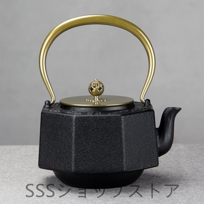 新入荷★鉄瓶 提梁壺★茶道具 銅製蓋 銅製取っ手 対応 鉄やかん 鉄分補給 鉄びん お茶の道具拍卖
