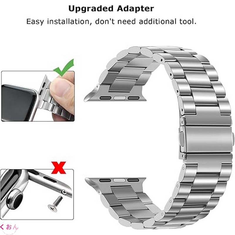 シルバー 42mm スタイリッシュステンレス鋼 金属製 アップル ウォッチ Apple Watch series 11(2025)/ 10 バンド ベルト拍卖