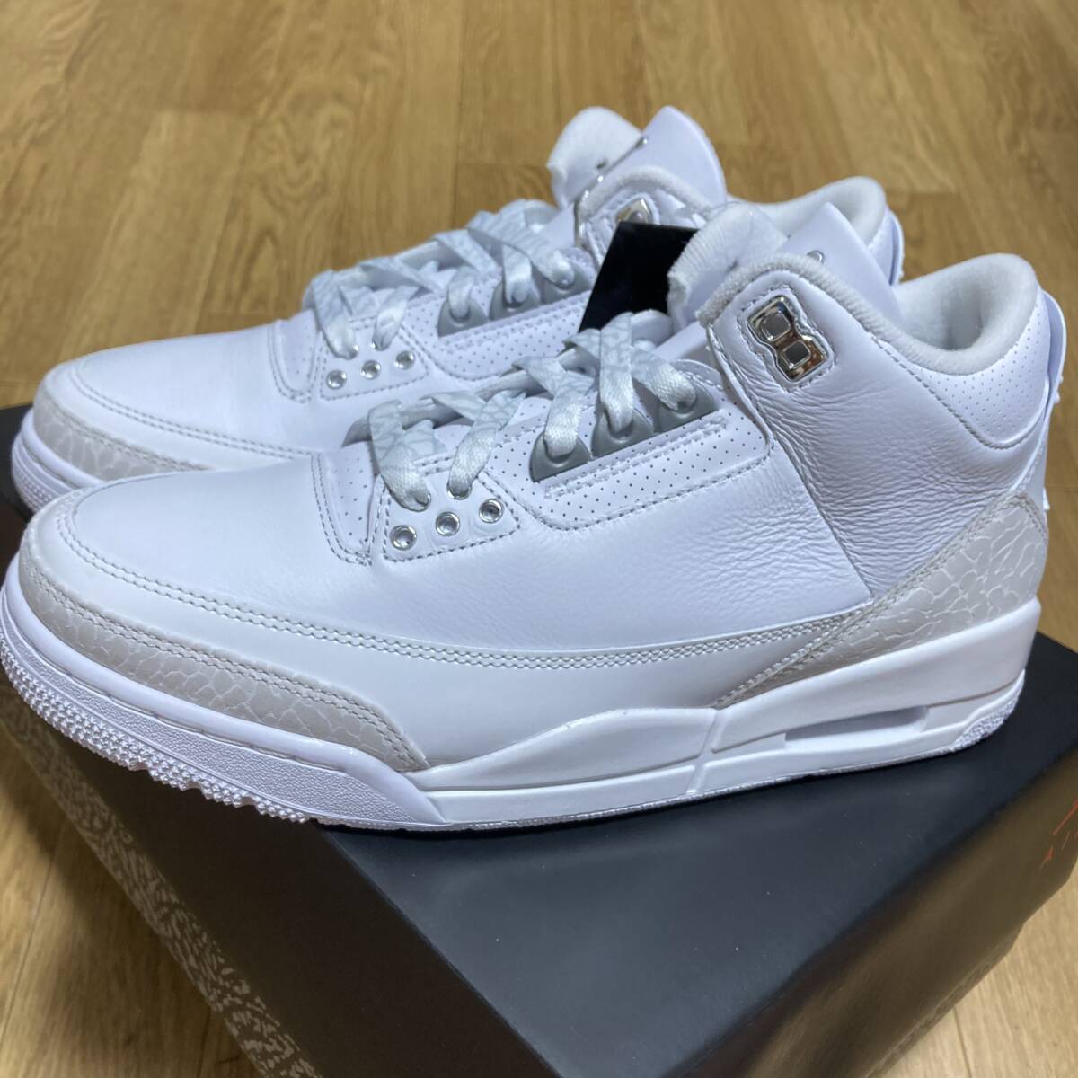 26.5cm NIKE AIR JORDAN 3 Retro White Silver Pure Money ナイキ エア ジョーダン 3 ピュア マネー ホワイト シルバー 白 銀 CT8532-111拍卖