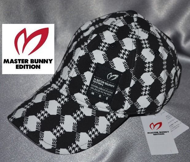 新品 58cm 秋冬 マスターバニーエディション MASTER BUNNY EDITION キャップ 帽子 軽量 保温 吸水速乾性 千鳥柄 モノグラム柄 白黒拍卖