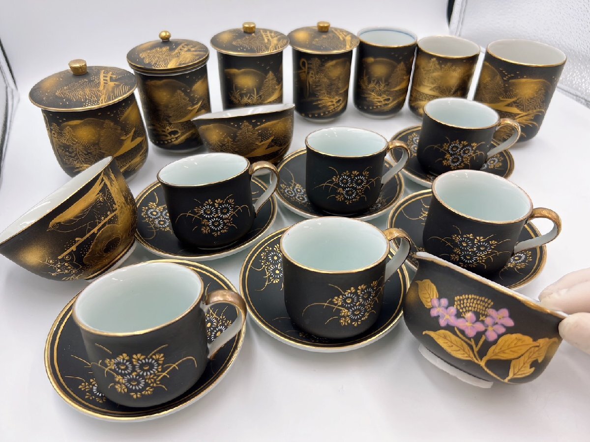 1円【希少】九谷焼 在銘 雪山 松ヶ浦 正弘 作 コーヒカップ6客 茶器セット まとめ 伝統工芸品 現状保管現状品【AO057】拍卖