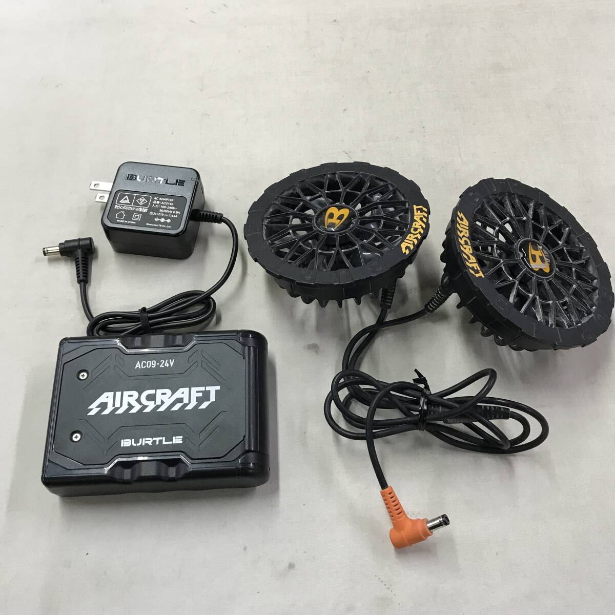 sn089 送料無料!動作品 バートル BURTLE AIRCRAFT ファンユニット AC09-1+空調服用リチウムイオンバッテリー AC09 24V拍卖