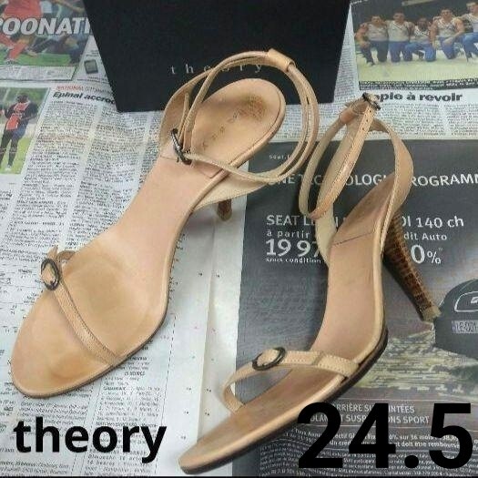 theory セオリー アンクルストラップサンダル ベージュ系 ヌーディ 24.5cm 37 1/2拍卖