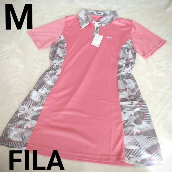℃ 未使用 FILA フィラ スタイルアップポロチュニック レディース M ピンク系拍卖
