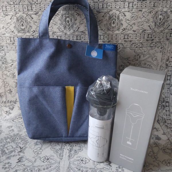 タリーズコーヒー 福袋 2024 耐熱ガラスミルクフォーマー エコバッグ 2点セット拍卖