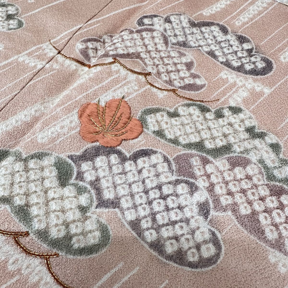 付下げ 絞りの松に刺繍の梅 着物 正絹 Q-188拍卖