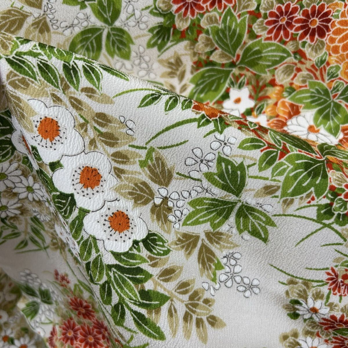 小紋 美しい草花の染め バチ衿 正絹 着物 Q-209拍卖
