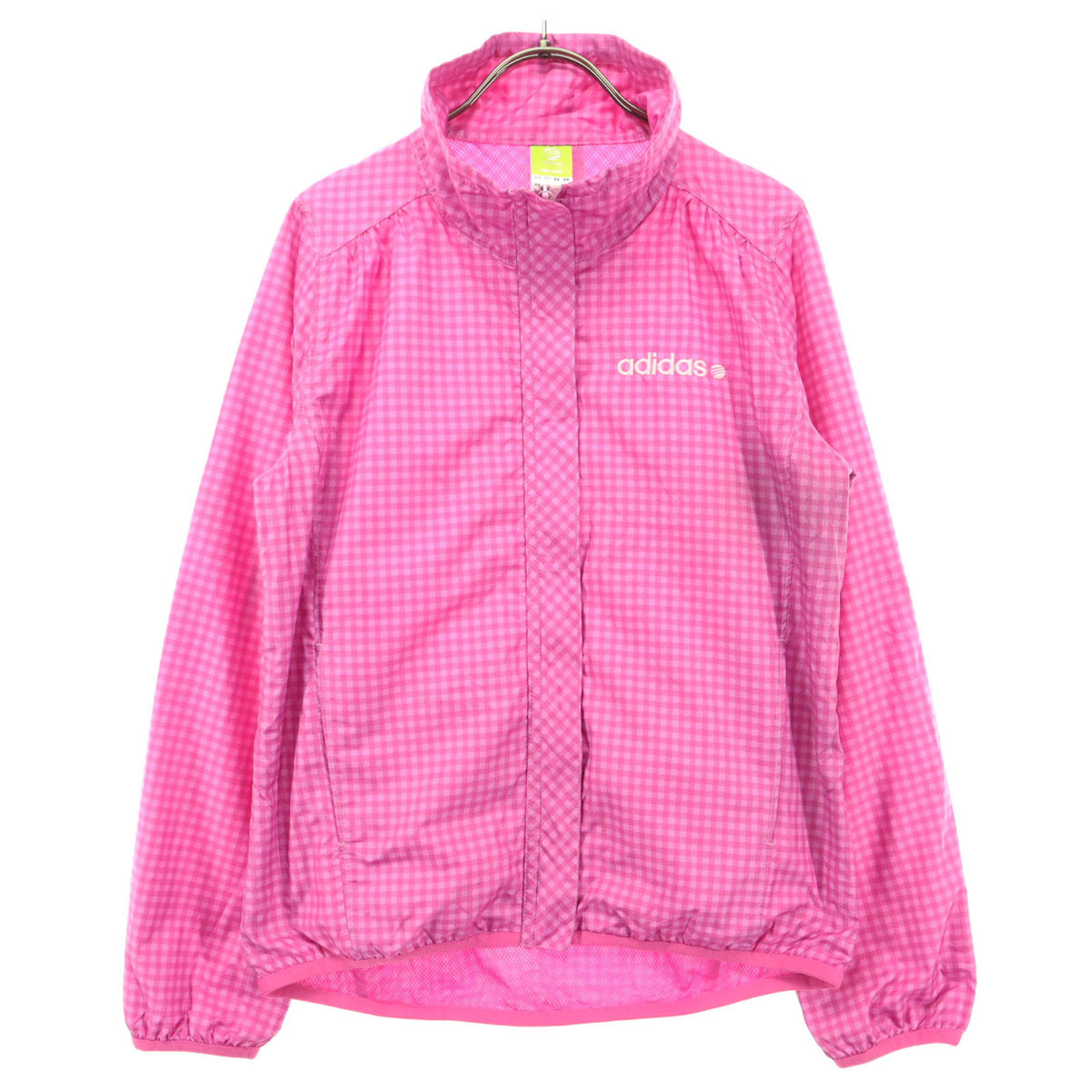 美品 adidas neo label アディダスネオレーベル チェック柄 長袖 ウインドブレーカー S ピンク レディース拍卖