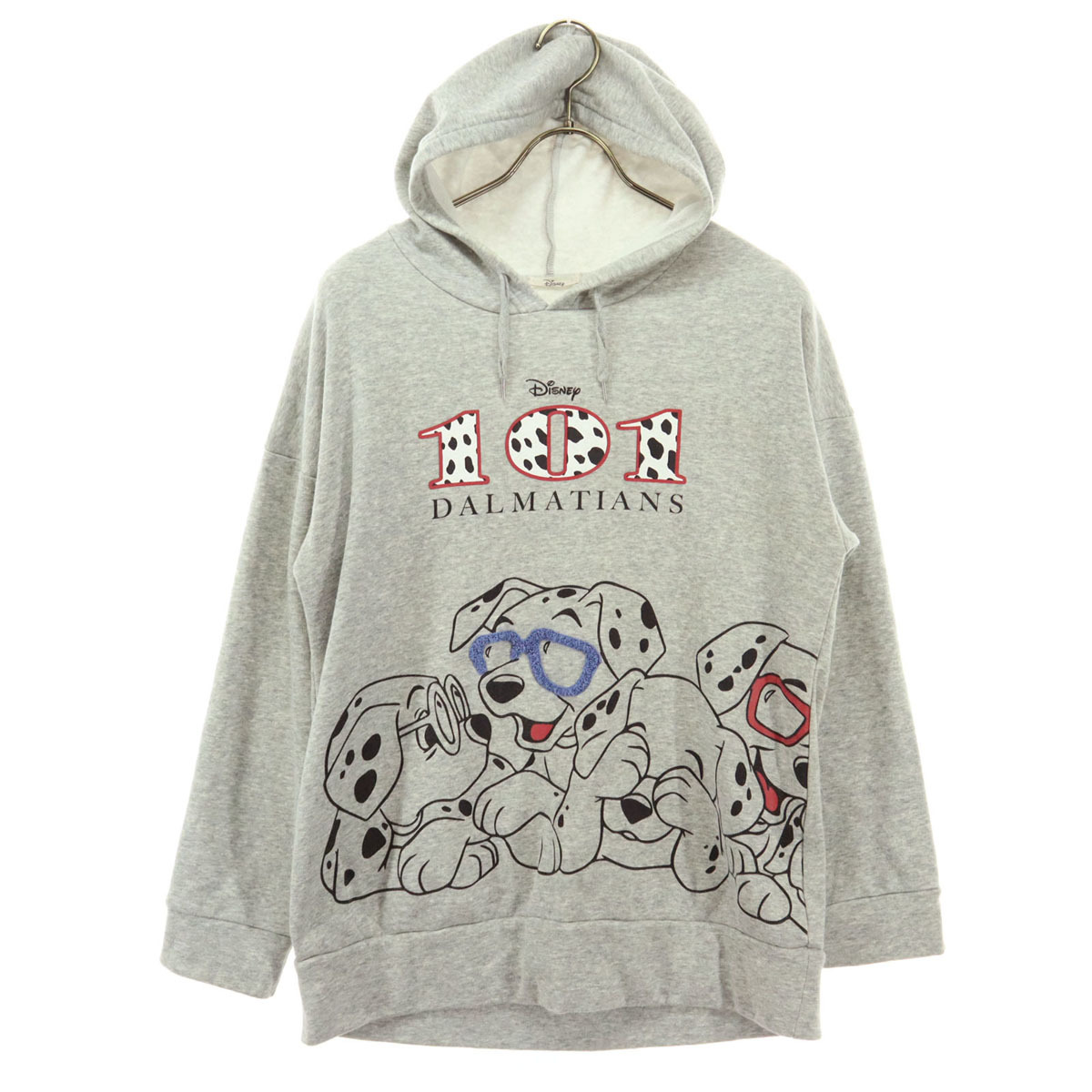 Disney ディズニー プリント 長袖 パーカー L グレー 101匹わんちゃん レディース拍卖