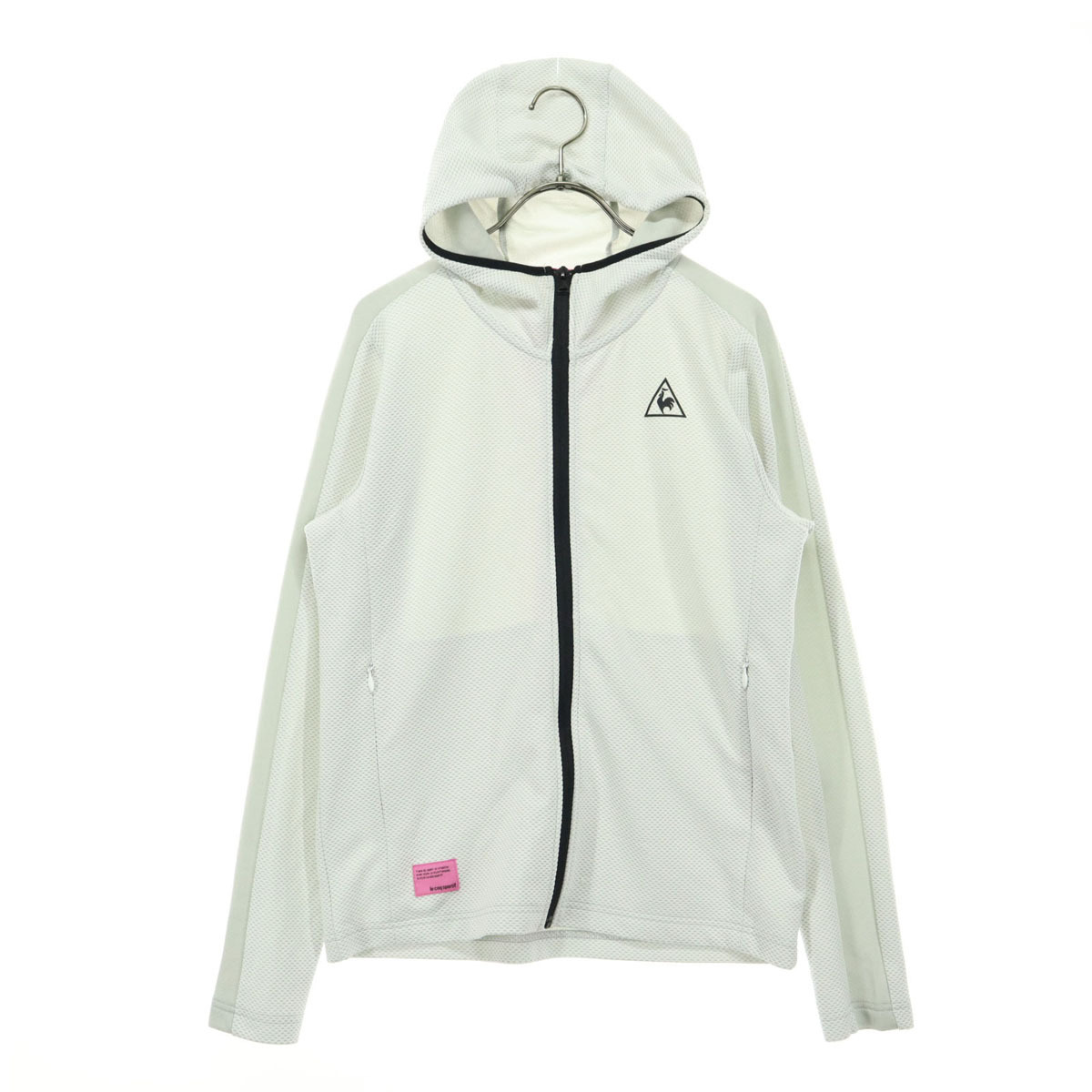 le coq sportif ルコックスポルティフ ワンポイントロゴ 長袖 フーディジャケット L ホワイト デサント社製 レディース拍卖