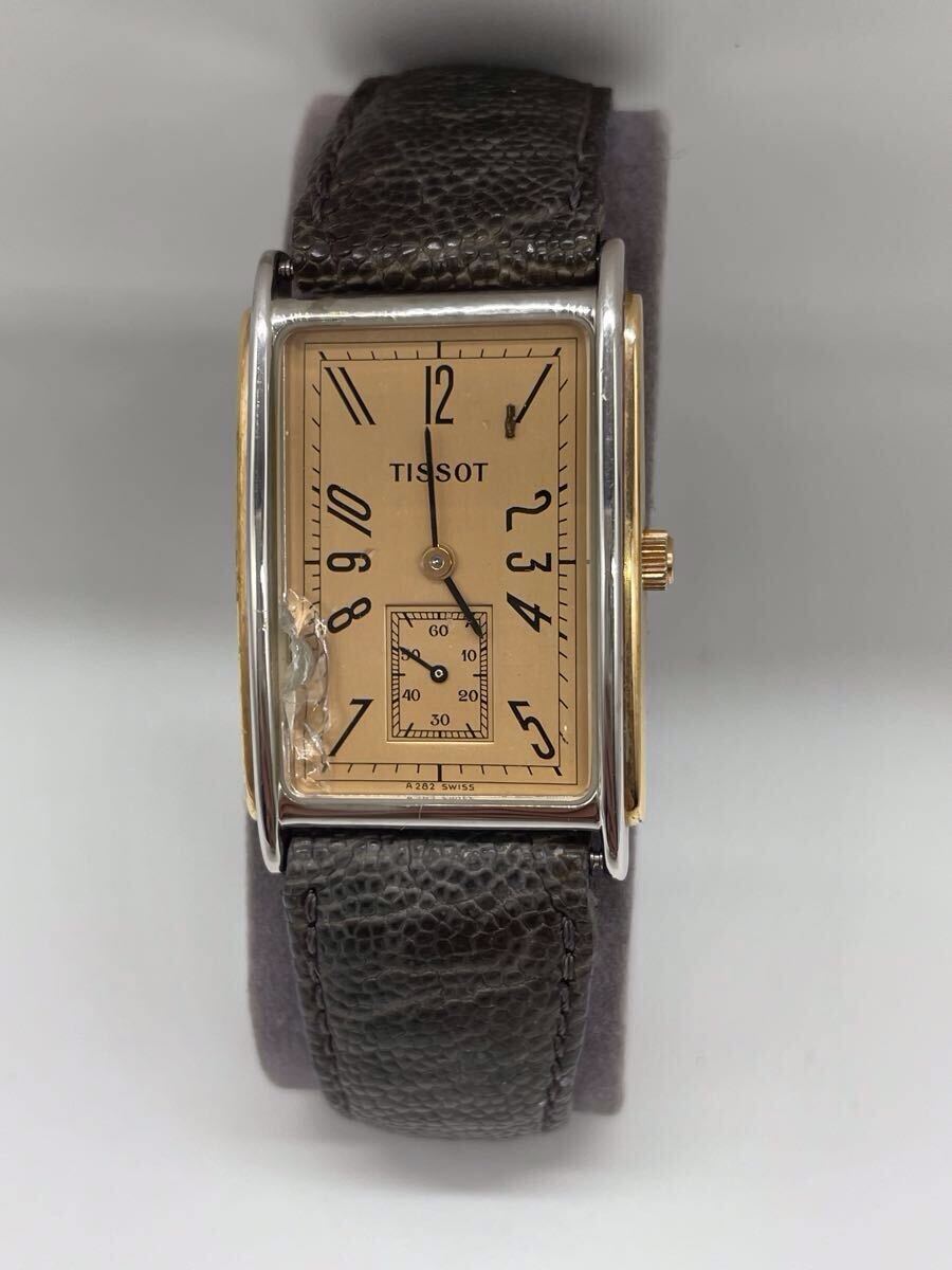 ☆希少☆ TISSOT ティソ A282 スクエア スモセコ レクタン コンビカラー 純正バンド&尾錠 3針 クォーツ 現状品拍卖