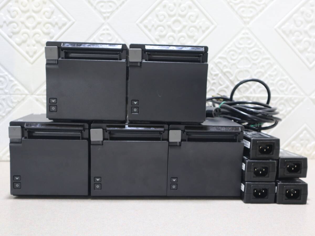 A0470 P 5個セット EPSON TM-m30 MODEL:M335B ブラック レシートプリンター 純正電源アダプター付き 動作確認済み 中古品拍卖