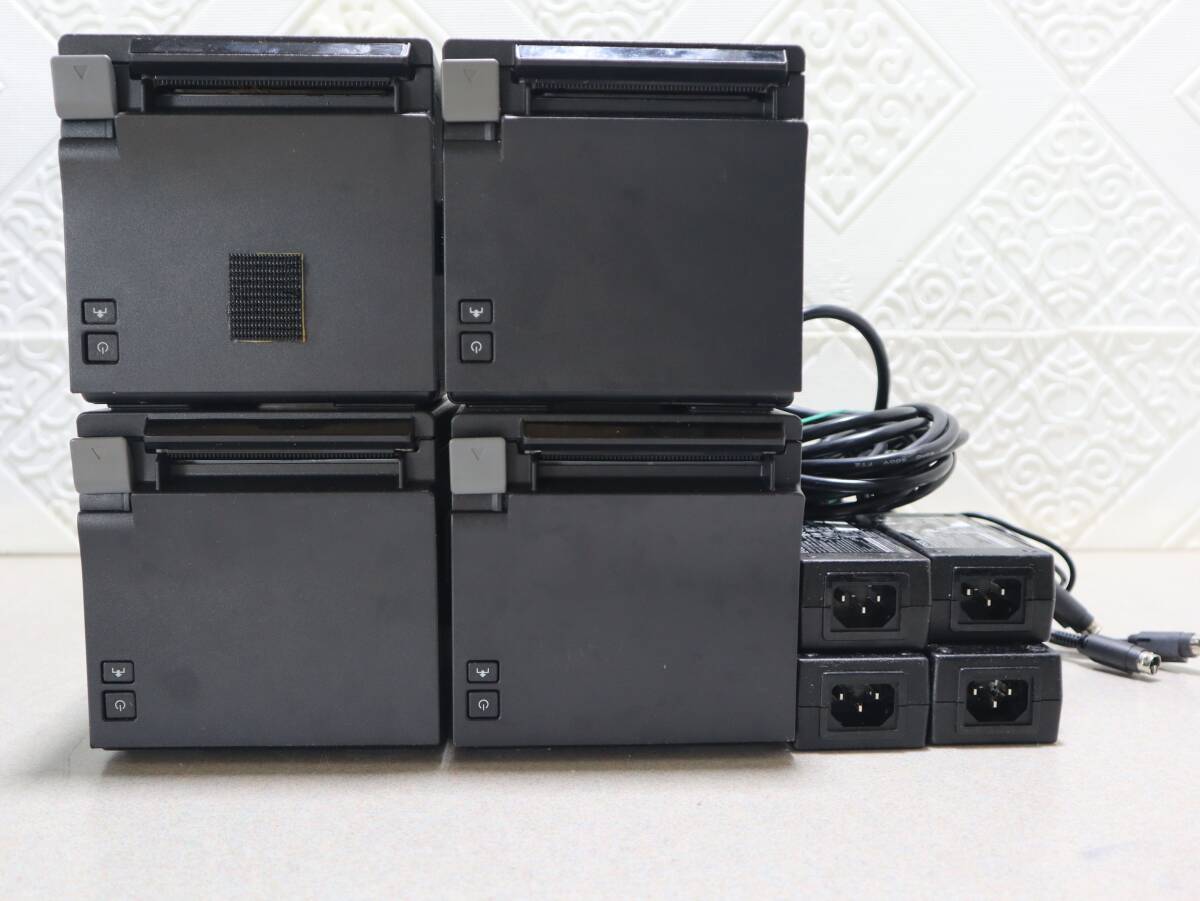 A0474 P 4個セット EPSON TM-m30 MODEL:M335B ブラック レシートプリンター 純正電源アダプター付き 動作確認済み 中古品拍卖