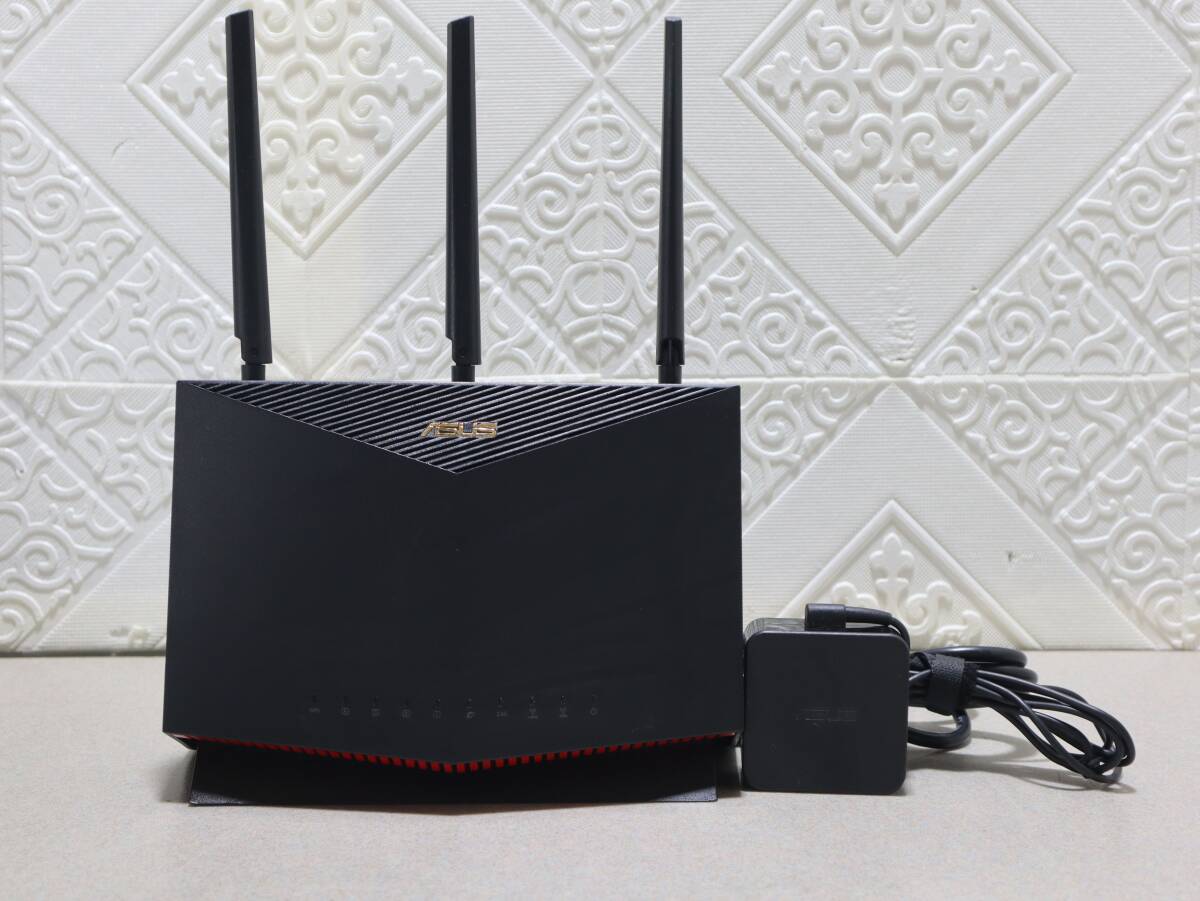 A0464 (7) P ASUS RT-AX86U Wi-Fi6 ルーター AX5700 デュアルバンド 2.4GHz/5GHz 動作確認済 ACアダプター付 中古品拍卖