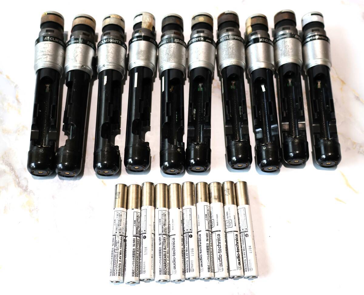 S1000(SLL) $ 10本 audio technica AT-CLM7000TX ワイヤレスマイク バッテリー付き マイクヘッド・バッテリーカバ欠品 動作確認済拍卖