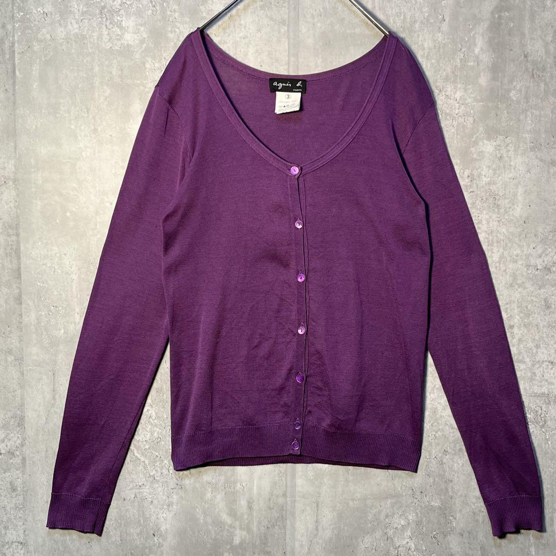 希少カラー☆ フランス製 agnes b. アニエスべー コットンニットカーディガン サイズ3拍卖