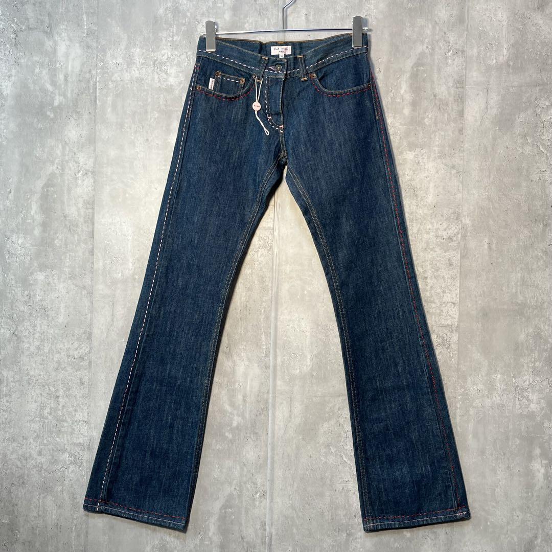 極美品☆ Paul Smith PINK ポールスミス 刺繍ステッチ入り フレアデニムパンツ イタリア製 38サイズ拍卖