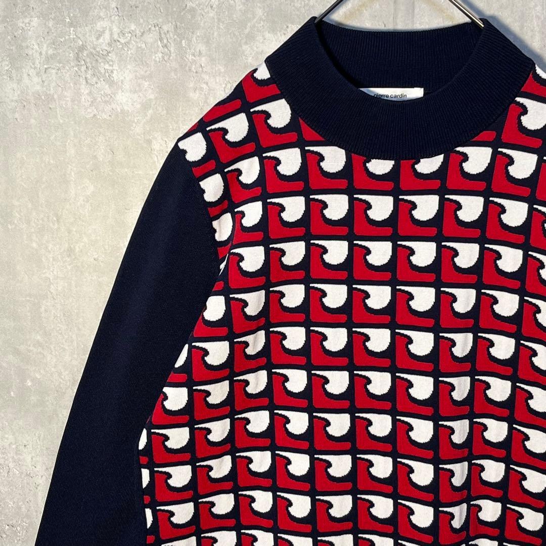 美品☆ pierre cardin ピエールカルダン 好配色 ダブルジャガード キュプラニット 現行 近年モデル 40サイズ拍卖