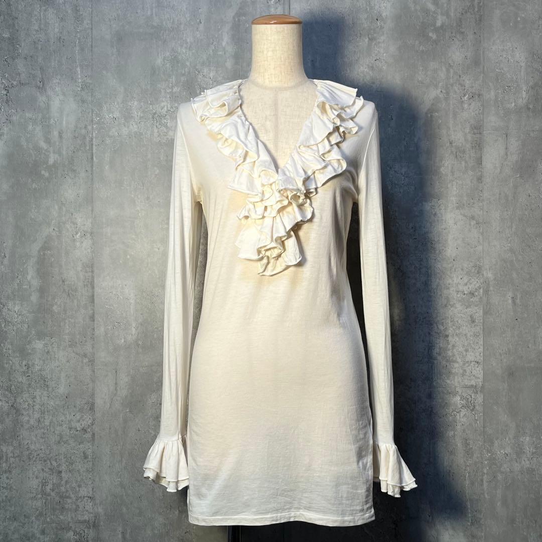 美シルエット☆ RALPH LAUREN SPORT ラルフローレン フリルデザイン コットンリヨセルジャージトップス拍卖