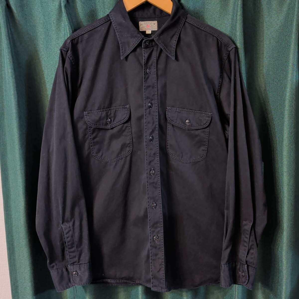 バズリクソンズ ヘリンボーン ワークシャツ XL ブラック buzz ricksons 日本製 シュガーケーン 東洋 シャンブレー 大戦 hbt 拍卖