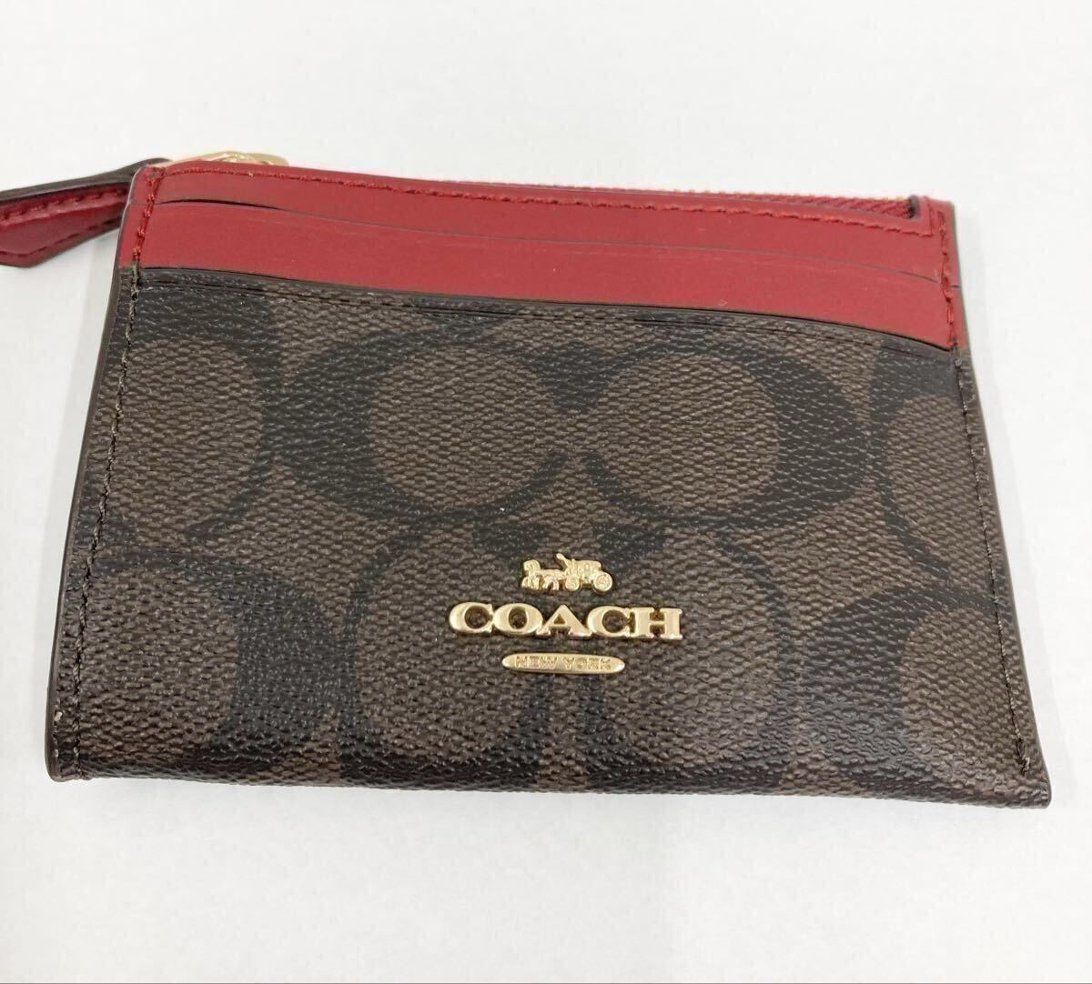 1円スタート COACH コーチ コインケース パスケース カードケース 定期入れ 小銭入れ レザー ブラウン1022Ta拍卖