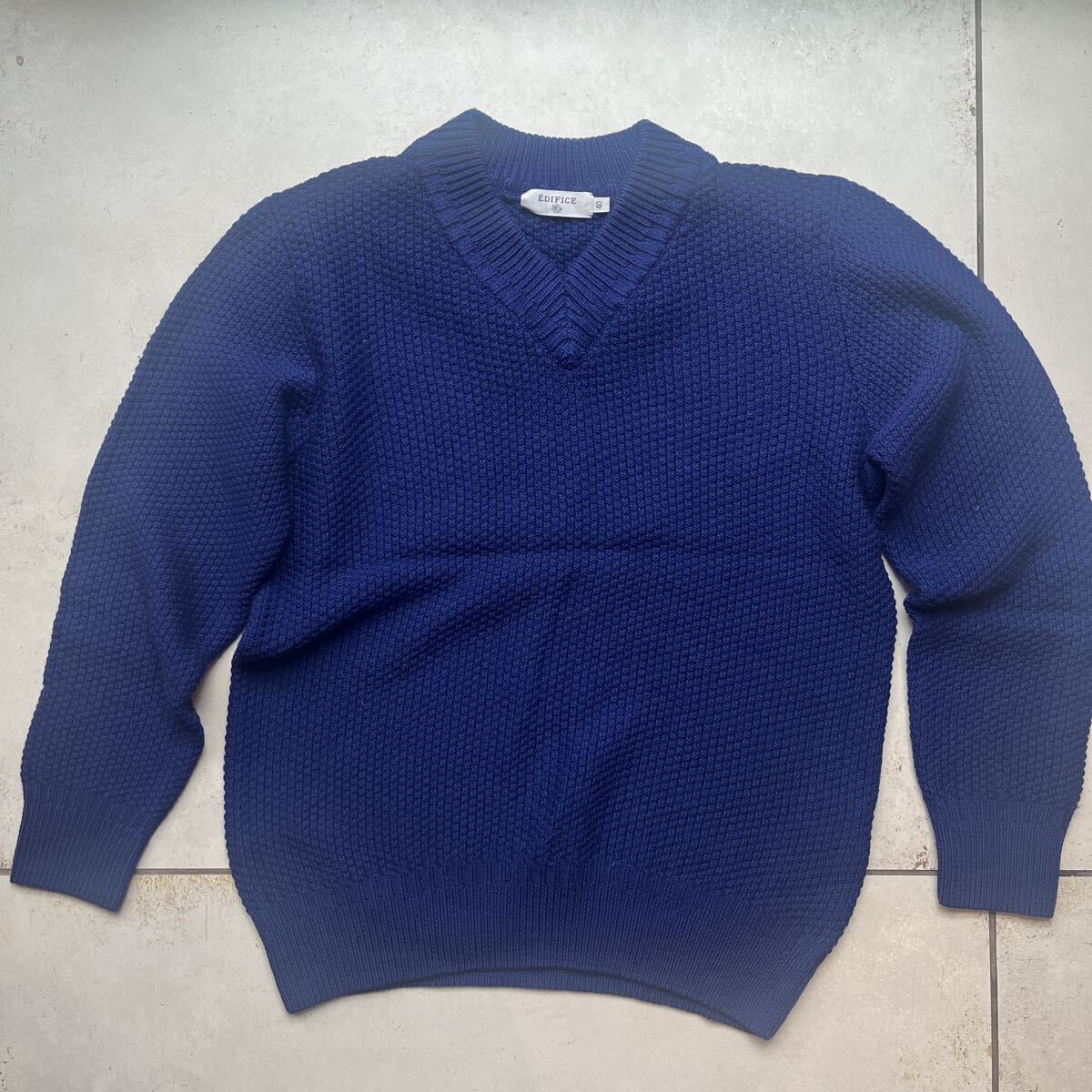エディフィス セーター Vネック ネイビー ウール サイズ40拍卖