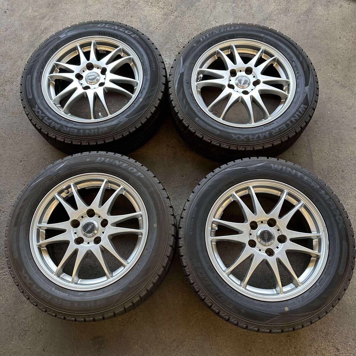 【6532】★205/60R16 4本セット冬タイヤバリ山 ダンロップ ウィンターマックス WN02【2021年】ホイール 16x6,5J PCD114.3 ハブ73mm 穴5拍卖